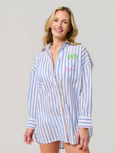 Load image into Gallery viewer, Beach Blue Stripe Cover-Up Shirt