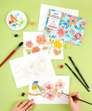 Load image into Gallery viewer, Floral-Themed Watercolor Coloring Book