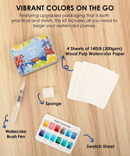 Load image into Gallery viewer, Watercolor Pocket Set Of 12 With Brush - Ocean Colors
