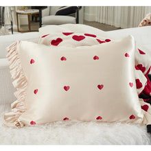 Load image into Gallery viewer, Ruffled Satin Pillowcase - Hearts