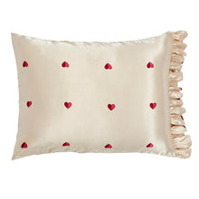 Load image into Gallery viewer, Ruffled Satin Pillowcase - Hearts