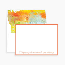 Load image into Gallery viewer, Orange May Angels Surround You Always Notecards