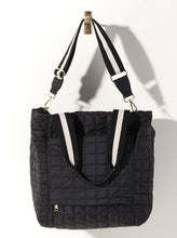 Load image into Gallery viewer, EZRA QUILTED NYLON TRAVEL TOTE, BLACK
