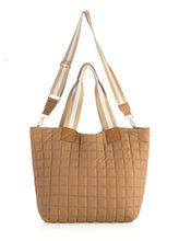 Load image into Gallery viewer, EZRA QUILTED NYLON TRAVEL TOTE, TAN

