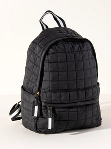 EZRA QUILTED NYLON BACKPACK, BLACK