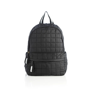 EZRA QUILTED NYLON BACKPACK, BLACK