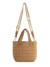 Load image into Gallery viewer, EZRA QUILTED NYLON MINI TOTE CROSS-BODY, TAN
