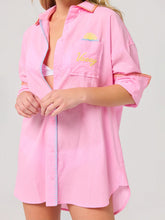 Load image into Gallery viewer, Vacay Pink Cover-Up Shirt
