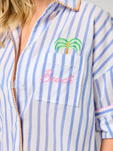 Load image into Gallery viewer, Beach Blue Stripe Cover-Up Shirt
