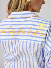 Load image into Gallery viewer, Beach Blue Stripe Cover-Up Shirt
