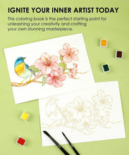 Load image into Gallery viewer, Floral-Themed Watercolor Coloring Book

