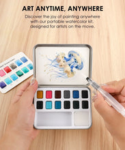 Load image into Gallery viewer, Watercolor Pocket Set Of 12 With Brush - Ocean Colors
