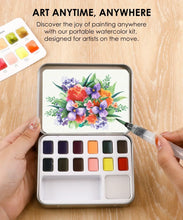 Load image into Gallery viewer, Watercolor Pocket Set Of 12 With Brush - Floral Colors
