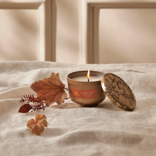 Load image into Gallery viewer, Pumpkin Laurel Poured Candle Tin, Gold Lid
