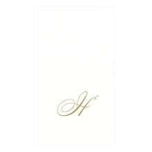 Load image into Gallery viewer, Caspari White Pearl &amp; Gold Paper Linen Single Initial Boxed Guest Towel Napkins
