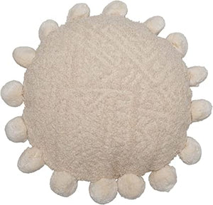 Round Woven Cotton Pom Poms Pillow