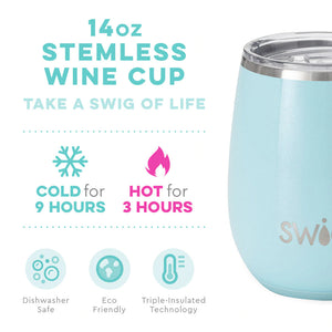 Shimmer Aquamarine Stemless Wine Cup (14oz)